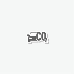 Car CO2 emissions icon sticker isolated on gray background