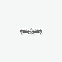 Car crash simple icon sticker isolated on gray background