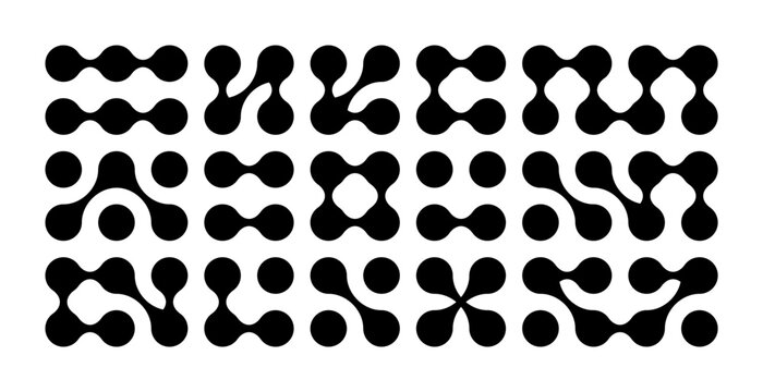 Metaball Connect Dot Set. Vector Circle Shapes. Abstract Geometric Dots. Morphing Blob Elements