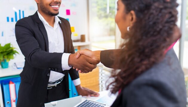 Corporate Harmony: Close-Up Handshake in the Office