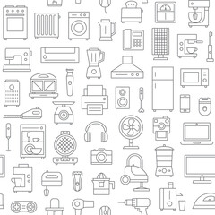 Household appliances vector seamless pattern background 1 - 688967925