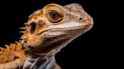Fototapeta premium Gonocephalus kuhlii lizard closeup on isolated background, AI Generative.