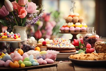 Fototapeta na wymiar Easter holiday food background