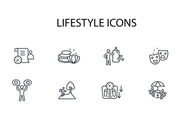 Lifestyle icon set.vector.Editable stroke.linear style sign for use web design,logo.Symbol illustration.