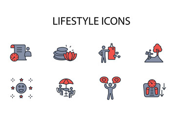 Lifestyle icon set.vector.Editable stroke.linear style sign for use web design,logo.Symbol illustration.