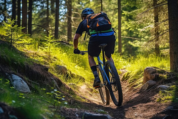 Fototapeta premium Cycle cyclist nature bicycling male men sport extreme biking mountain biker forest