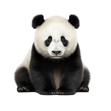 Panda photograph isolated on white background