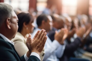 Business people clapping hands during a the forum - obrazy, fototapety, plakaty