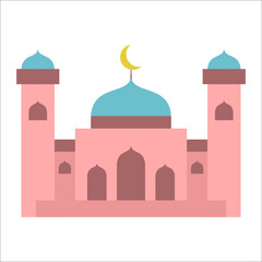 Great modern colorful arabic mosque. cartoon vector illustration of a mosque. Flat mosque vector set. Muslim building for islamic, ramadan, eid design.