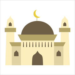 Great modern colorful arabic mosque. cartoon vector illustration of a mosque. Flat mosque vector set. Muslim building for islamic, ramadan, eid design.
