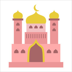 Great modern colorful arabic mosque. cartoon vector illustration of a mosque. Flat mosque vector set. Muslim building for islamic, ramadan, eid design.
