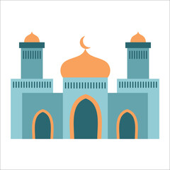 Great modern colorful arabic mosque. cartoon vector illustration of a mosque. Flat mosque vector set. Muslim building for islamic, ramadan, eid design. - obrazy, fototapety, plakaty