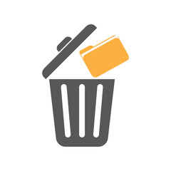 Delete file, file, trash can, flat design vector illustration