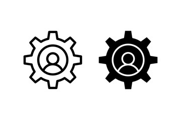 Gear icon vector set. Cogwheel with profile symbol