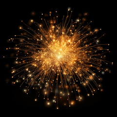 Fototapeta premium Golden fireworks on black background isolated