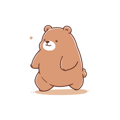 Cute teddy bear sitting on white background. Vector illustration.