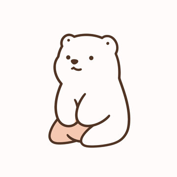 Cute teddy bear sitting on white background. Vector illustration.