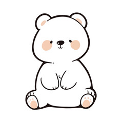 Cute cartoon bear isolated on a white background. Vector illustration.