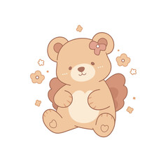 Cute teddy bear. Vector illustration on a white background.