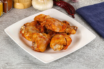 Raw marinated chicken drumstick for cooking