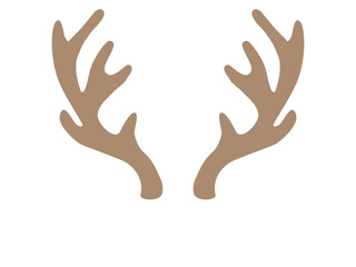 Reindeer Santa Claus horns - brown color, Christmas vector graphics, Christmas party decoration, red gradient background, drawing	