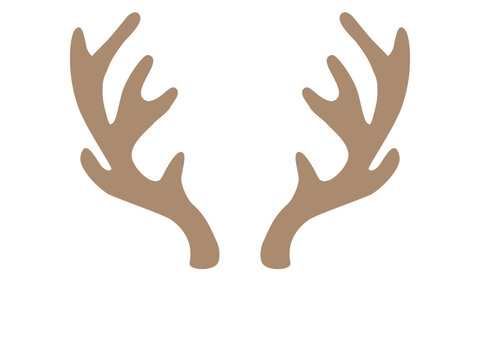Reindeer Santa Claus horns - brown color, Christmas vector graphics, Christmas party decoration, red gradient background, drawing	