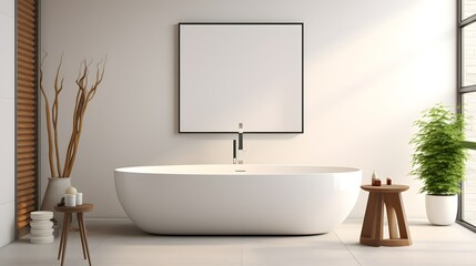 Fototapeta na wymiar modern bathroom washroom interior design mockup template bathtub decor. Generative AI