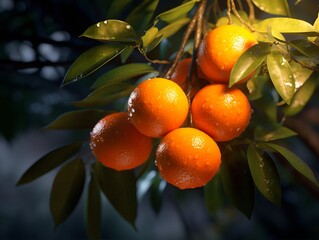 Fresh Tangerine with Water Drops