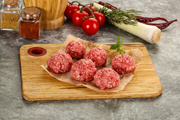 Raw beef meatball minced meat
