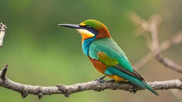 European Beeeater Sitting On The Branch Southern Europe Nature