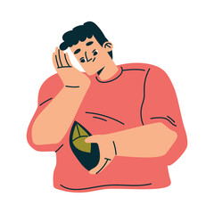 Poor Man Character with Empty Wallet Having No Money Vector Illustration
