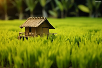 hut in the rice fields