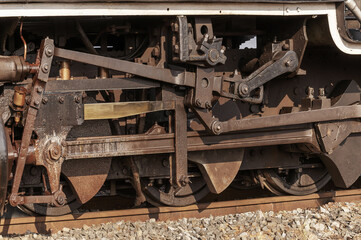 Fototapeta na wymiar old steam train wheels
