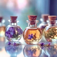 Obraz na płótnie Canvas Perfume Oil bottles or Aroma Therapy