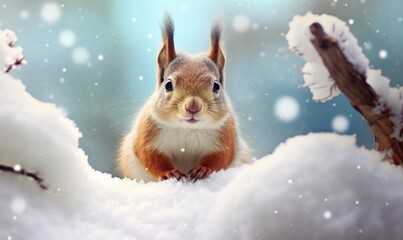 A Curious Squirrel Surveying the Winter Wonderland