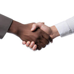 Two man shaking hand on transparent background, ai technology