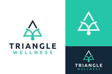 Simple Geometric Triangle Wellness Water Mind Meditation Logo Design Branding Template