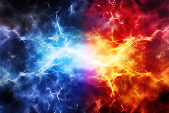 Ephemeral Fusion: Abstract Fire and Ice Lightning Dance