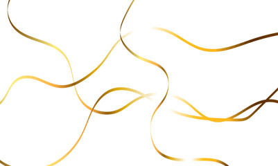 Abstract background with wavy curve lines. Luxury gold zigzag ribbon wave random chaotic on transparent background.