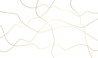 Abstract background with wavy curve lines. Luxury gold zigzag ribbon wave random chaotic on transparent background.