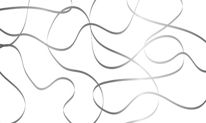 Abstract background with wavy curve lines. Luxury silver zigzag ribbon wave random chaotic on transparent background.