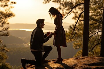 Scenes of a heartfelt proposal with a partner offering an engagement ring, showcasing the emotional significance of the moment
