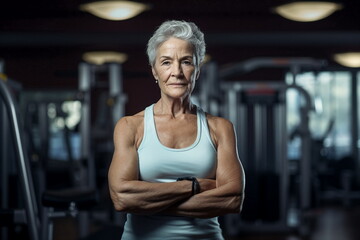 Fototapeta premium senior woman portrait in gym