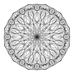 Mandala for coloring book, round ornament, irregular floral shape decoration, oriental vector, stress therapy pattern, weave yoga vector logo design element. adult mandala for coloring