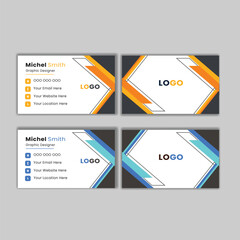  Modern and simple business card design with yellow and dark black color