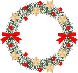 Fototapeta na wymiar A variety of Christmas wreath ornaments 