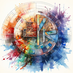 watercolor Pi Day clipart , Generative Ai