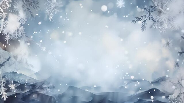 Winter blurred background with white and blue colors. Chrismas background, good for advertising or banners