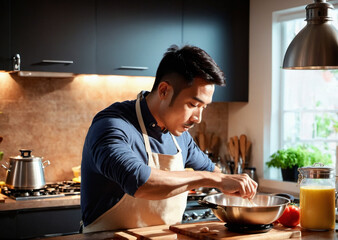 A man cooking at home