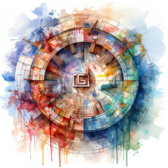 watercolor Pi Day clipart , Generative Ai